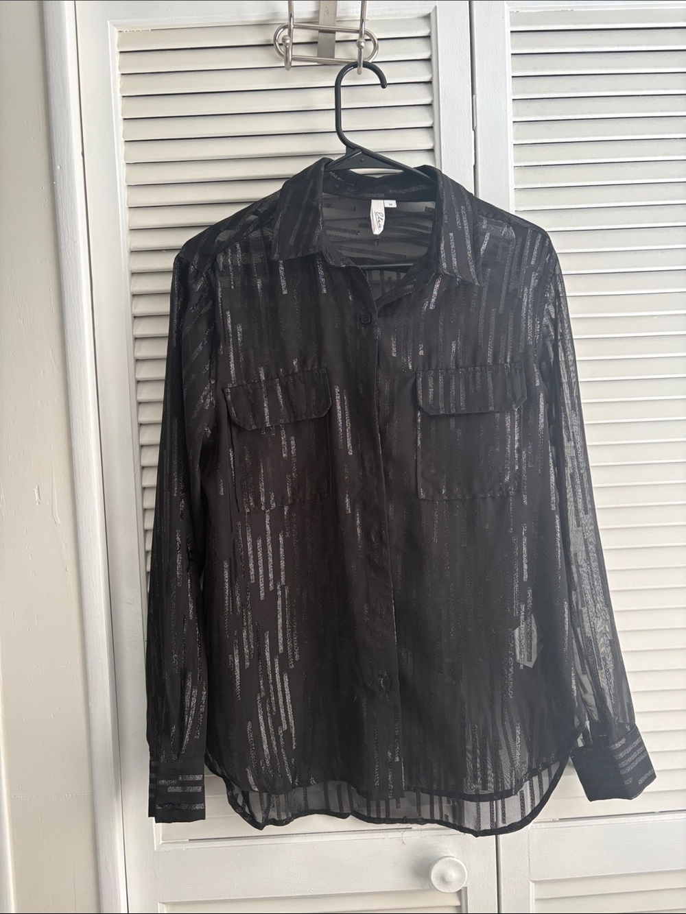 Elan Black Sheer Button-Front Shirt